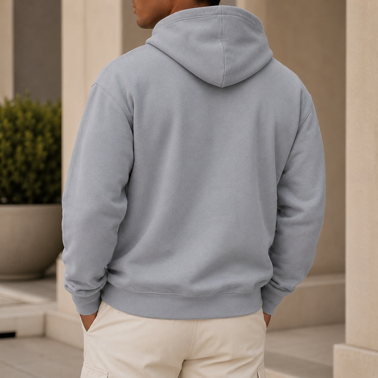 hanorac bărbătesc French Terry Basic Hoodie gri deschis negru 2026 - $30.99 –P2