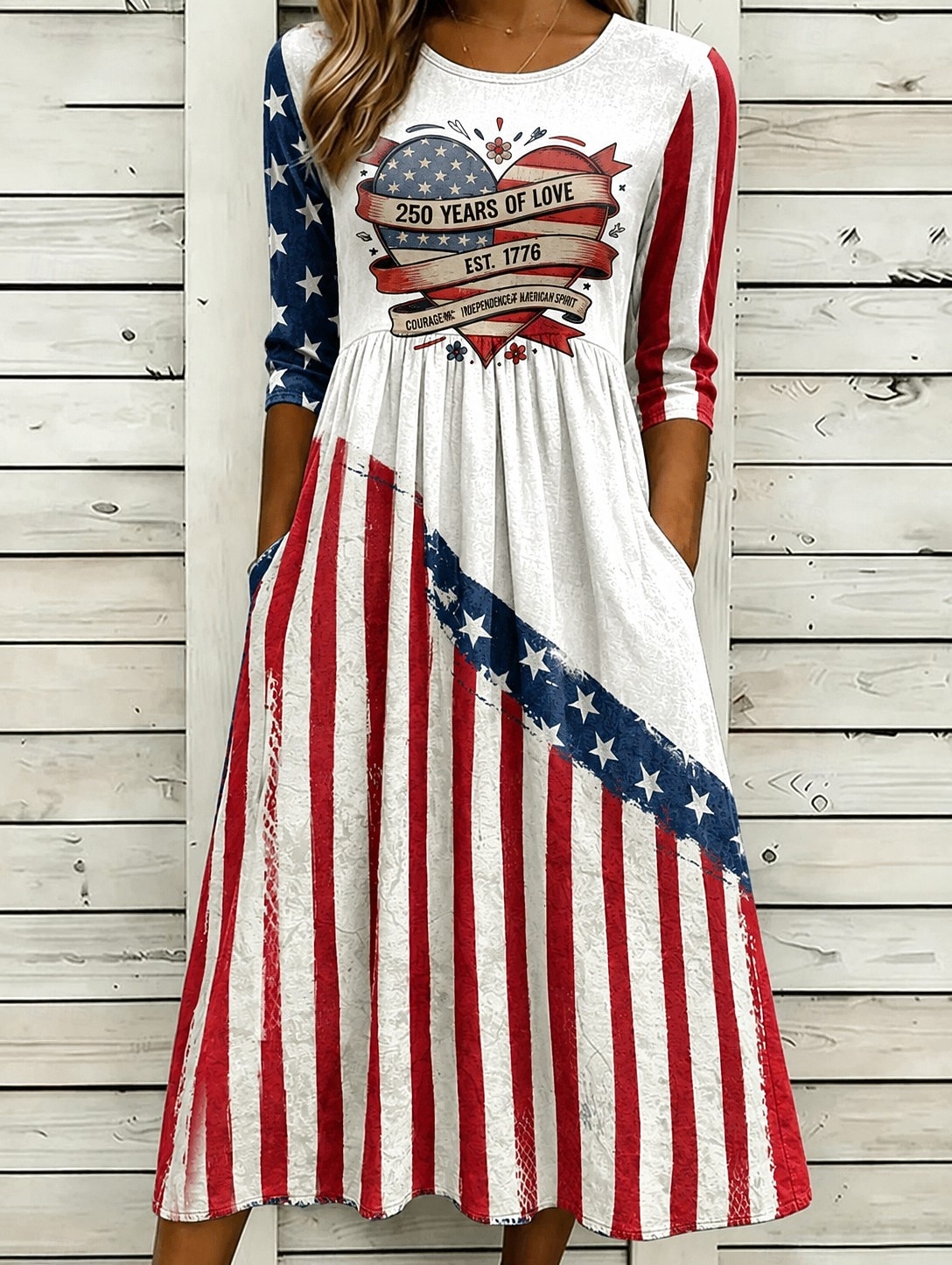 Giorno dell'Indipendenza Americana Per donna Abito Midi Abito a Tubino Vacanza Festa Casual Quotidiano Abito Estivo Abito Primaverile Vestibilità regolare Bandiera Americana Stelle e strisce Manica del 2026 a $29.99 –P3