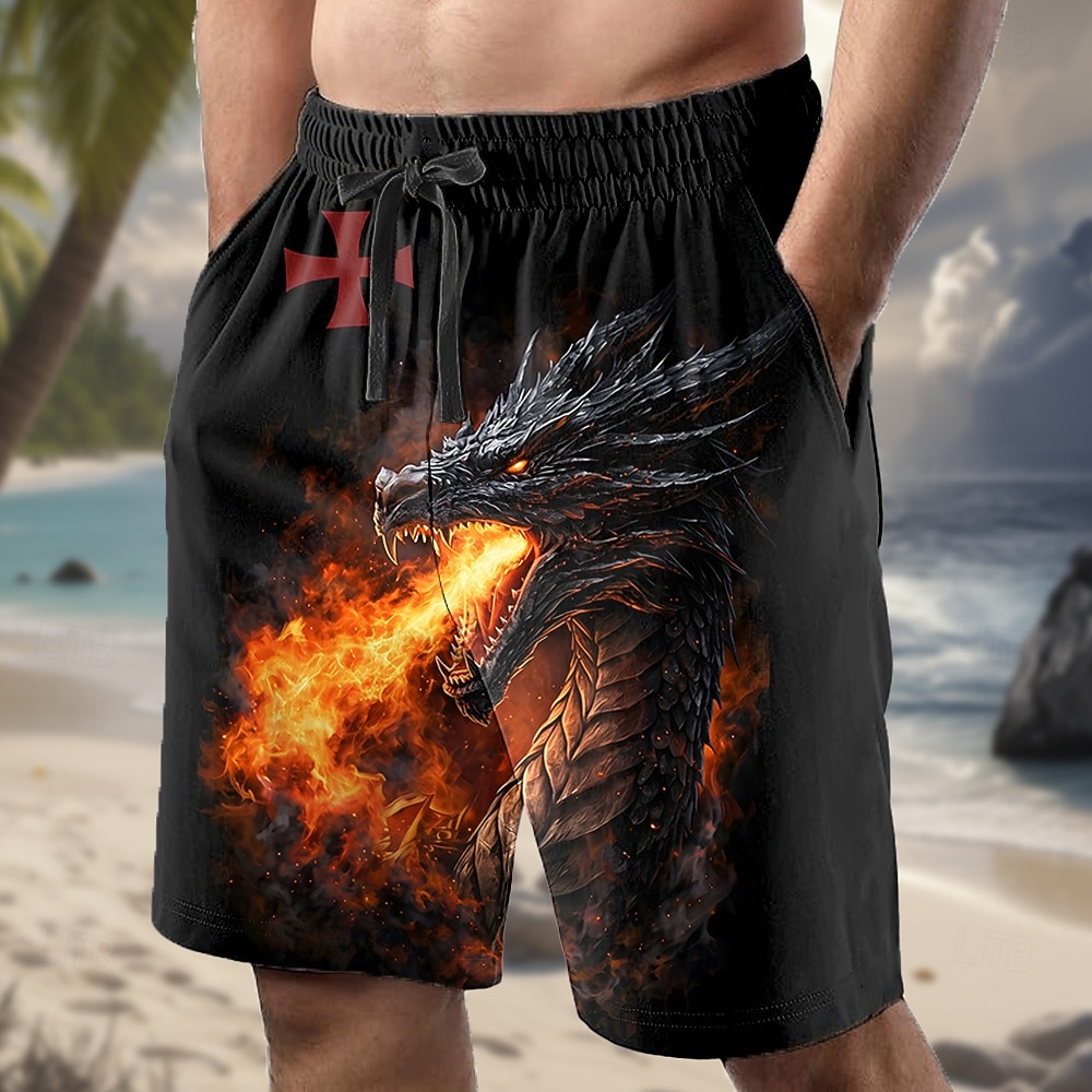 Homens Dragão Cruz dos Templários Shorts de moletom Shorts de praia Shorts Terry Cintura Média Religioso Diário Streetwear Feriado Impressão 3D Cintura elástica com cordão Designer Roupa de 2026 por $20.99 –P1