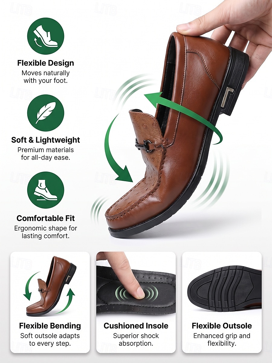 Mocasines marrones para hombre: zapatos casuales de vestir, suaves, ligeros y cómodos, ideales para veladas en resorts, cenas de vacaciones, fiestas en la playa y para un estilo elegante y sofisticado. 2026 - $42.99 –P2