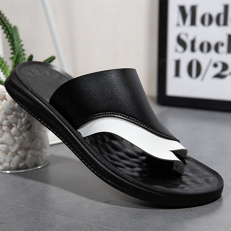 Men's Black Toe Post Sandals Open-Toe Lightweight Comfort Summer Footwear for Beach Vacation, Resort Travel, Daily Leisure and Warm Weather Wear 2026 - $34.99 –P4