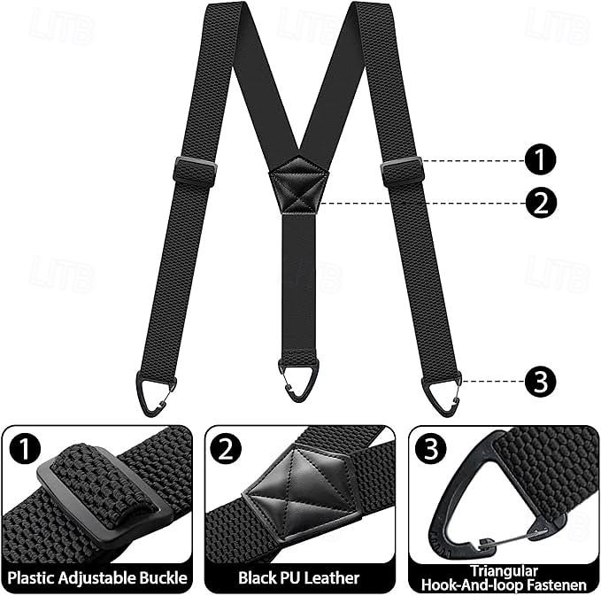 Hosenträger für Herren mit 3 Clips, verdeckt unter der Kleidung zu tragen, mit 3 Druckknopfschlaufen (3,8 cm breit), Y-förmiger, verstellbarer Gurt, ideal für Bergsteigen und Outdoor-Aktivitäten. 2026 - $12.99 –P4
