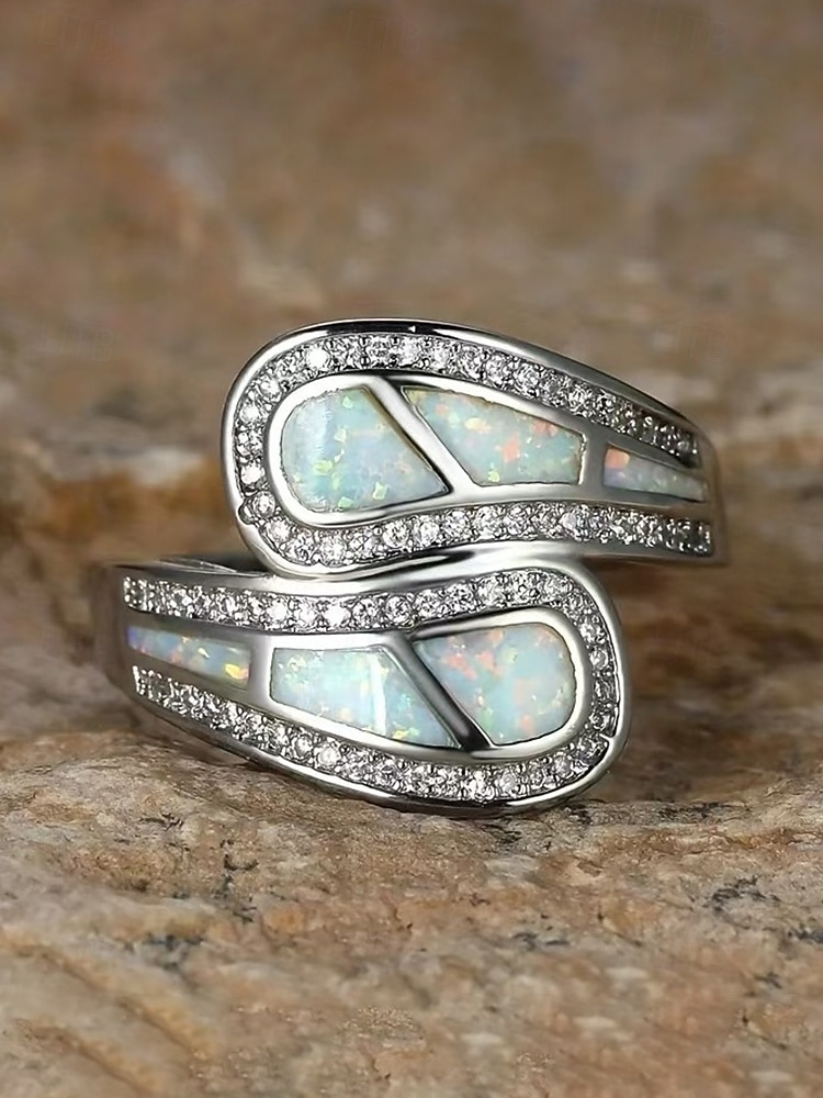Damring i bohemisk legering, eleganta smycken i opal-look i flera storlekar för strandsemester, vardagskläder 2026 - $11.99 –P3