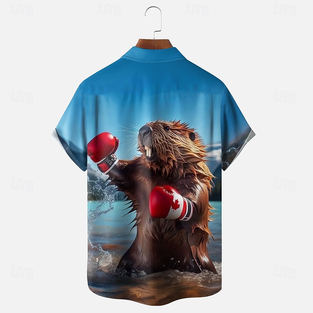 Canadadag Voor heren Esdoornblad Bever Nationale vlag Overhemd Zomer overhemd Overhemd met knopen Korte mouw Grappig Vaderlandslievend Buiten Feestdagen Zomer Lente Strijkijzer 3D-afdrukken shirts 2026 - $25.99 –P2