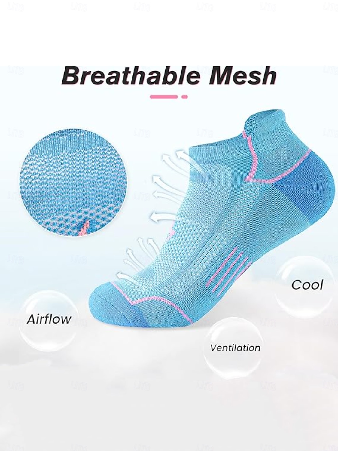 Meias femininas de cano curto, 6 pares, acolchoadas em algodão, para corrida, respiráveis e ideais para uso diário, academia, caminhada e fitness. de 2026 por $14.99 –P5
