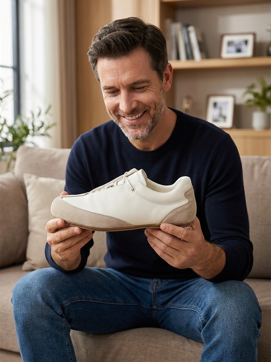 Men s White Minimalist Dress Shoes - Lightweight Lace-Up Comfort Formal Footwear - Clean Gentleman Style for Garden Weddings, Outdoor Celebrations and