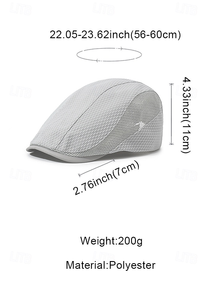 Men's Mesh Beret Hat - Breathable Polyester Ivy Cabbie Cap with Adjustable Buckle, Multiple Colors, Lightweight Newsboy Flat Cap for Summer Travel, Outdoor Activities & Daily Casual Wear 2026 - $14.99 –P13