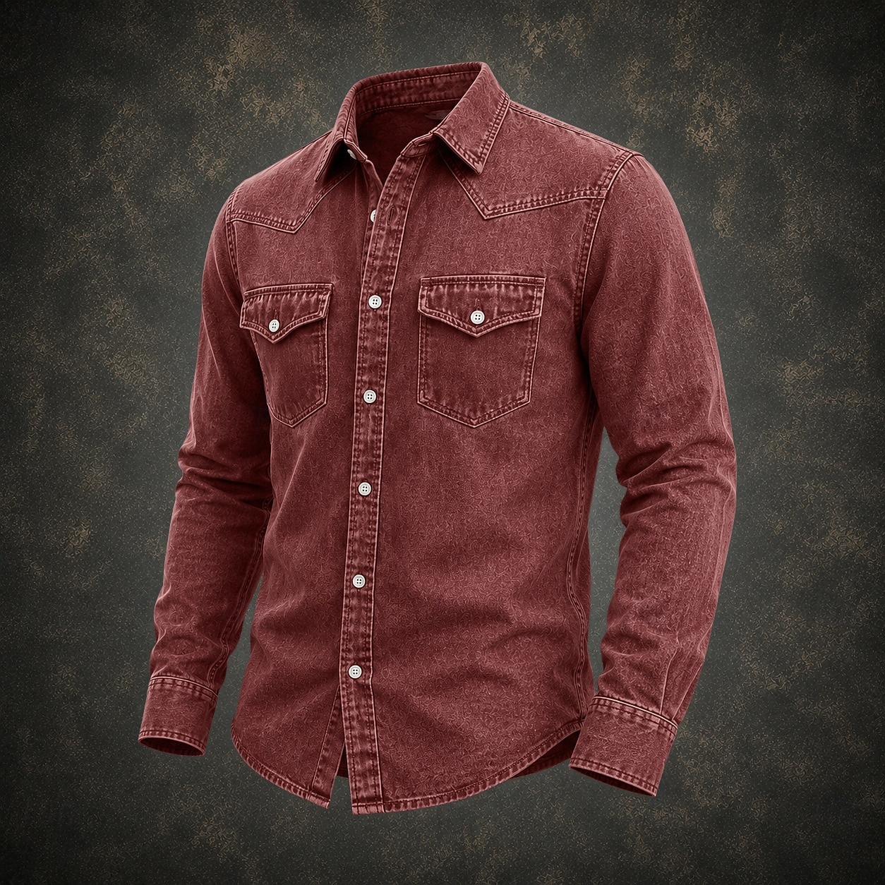 Camisa masculina Softfade™, estilo cargo, lavagem ácida, tingida em preto, bordô, verde, azul claro, manga longa, lisa, gola, casual, para uso diário, com bolso frontal, elegante e moderna. de 2026 por $32.99 –P6