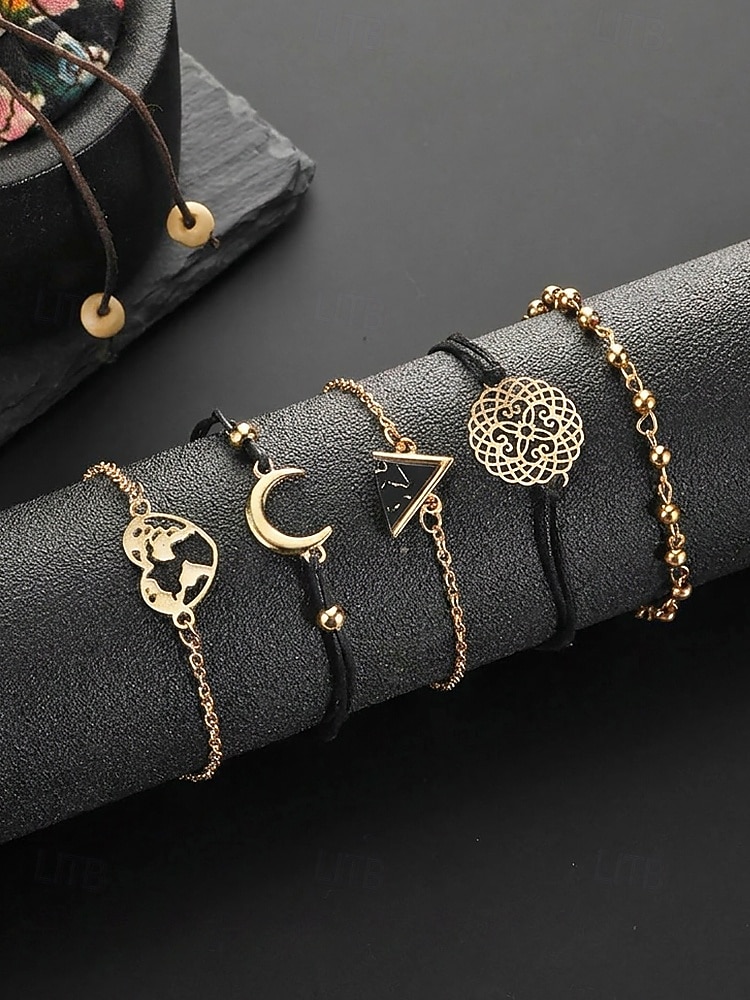 Damset med 6 stapelbara armband i bohemiskt stil, armband i legering med flera designer och hängen för strandsemester &dagligt vardagskläder 2026 - $7.99 –P6