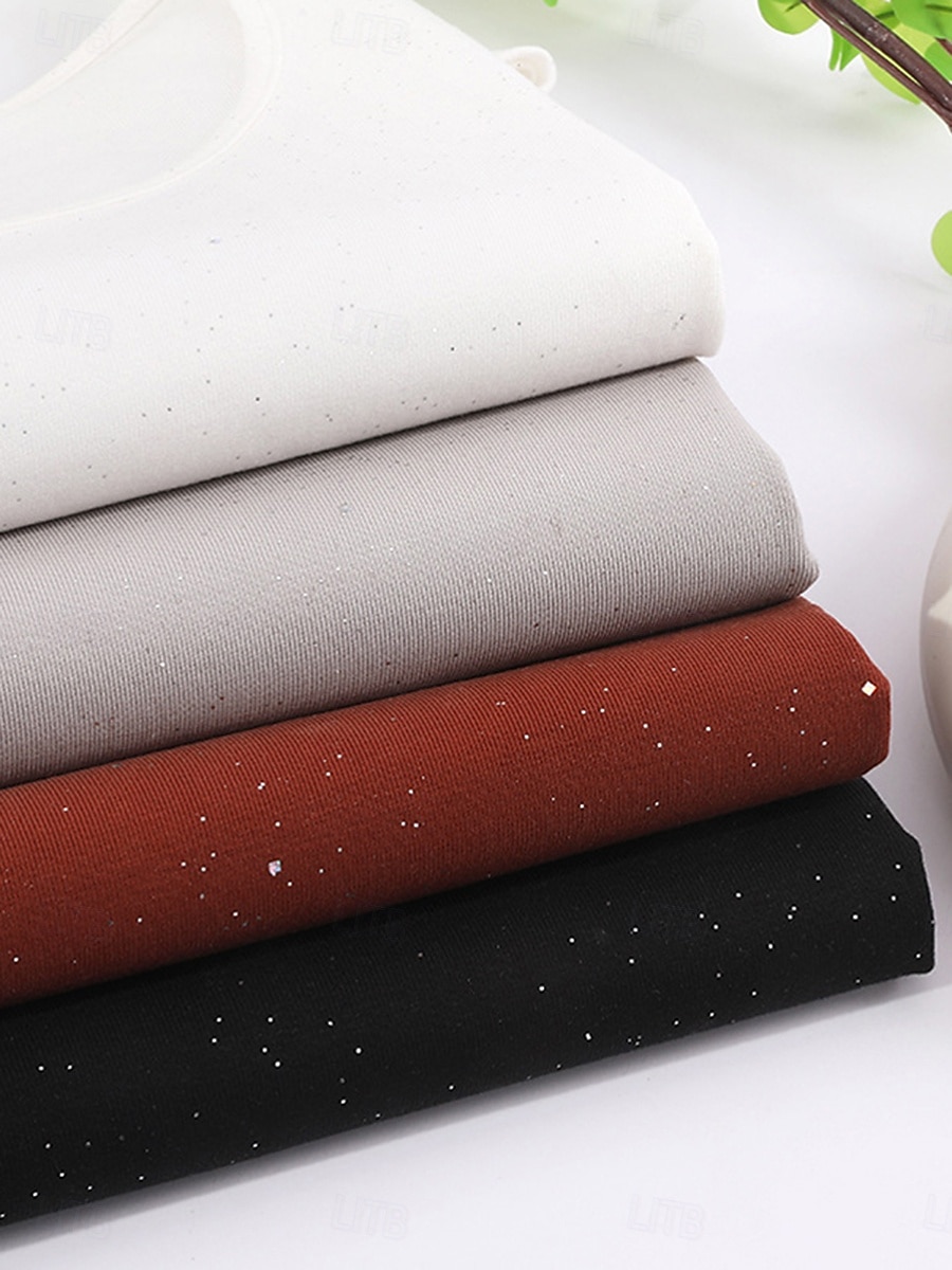 Dam T-shirt T-tröja Strass Ensfärgat Mode Stylish Klassisk Kortärmad Fyrkantig hals Vanliga toppar Ledigt Dagligen Utekväll Svart Vit Brun Grå Sommar Vår 2026 - $19.99 –P4