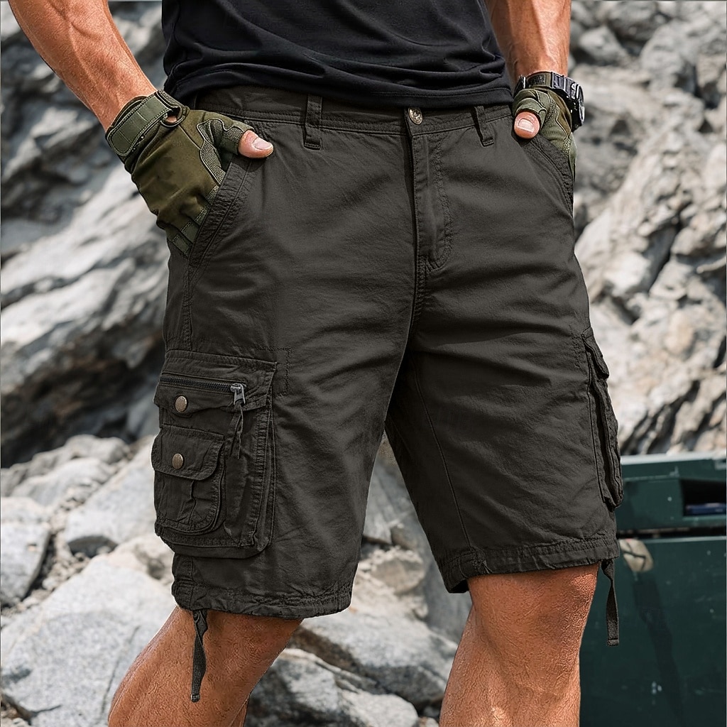 Homens Bermuda Cargo Shorts de trabalho Shorts de Trilha Perna Cordão Bolso multi 6 Bolso Tecido Curto Casual Esportes Para Noite Roupa de rua Clássico Azul Cáqui Sem Elasticidade de 2026 por $37.99 –P17