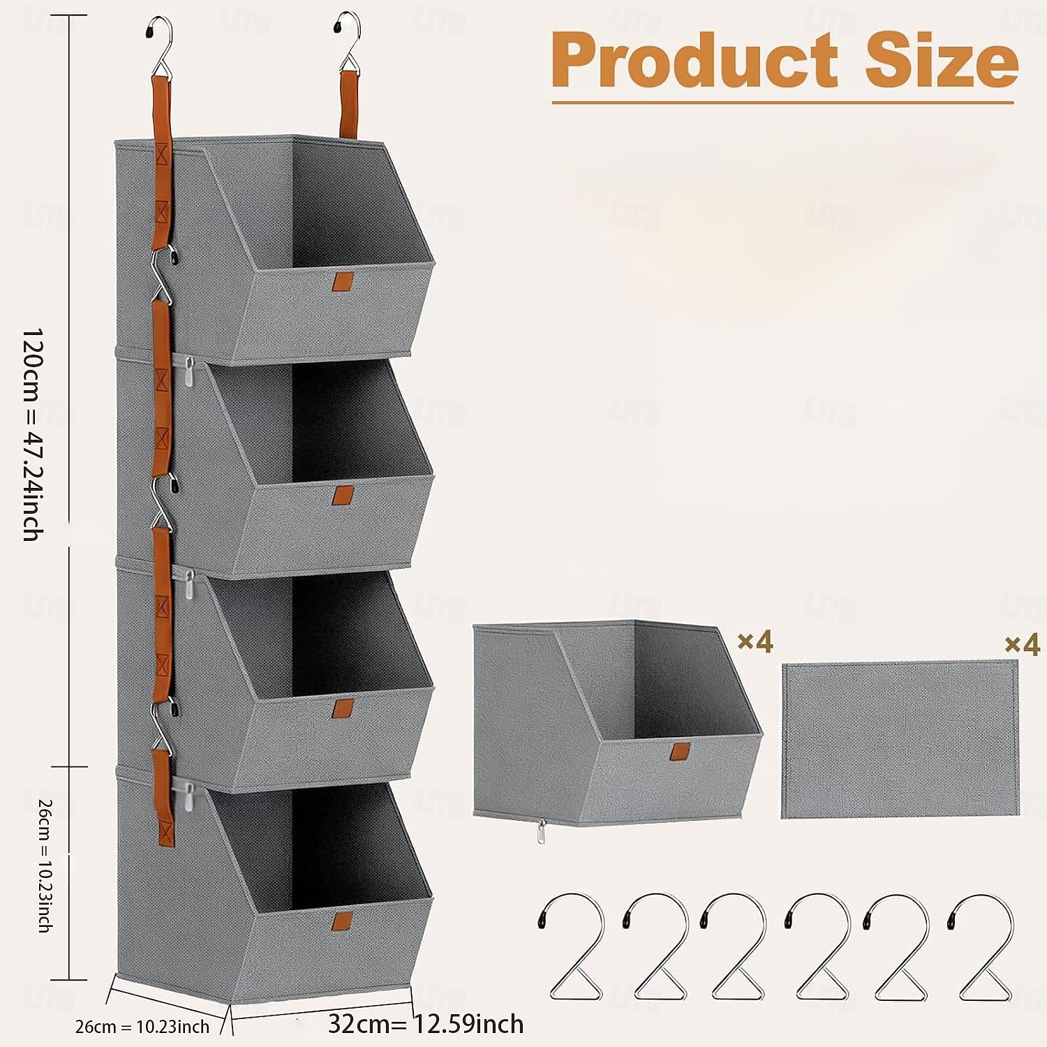 Organizzatore per armadio sospeso - 4 ripiani pieghevoli con ganci e cerniera, organizer per vestiti in tessuto, cestino salvaspazio per camper, camera da letto, lavanderia. Visita il negozio dimj. del 2026 a $32.99 –P8