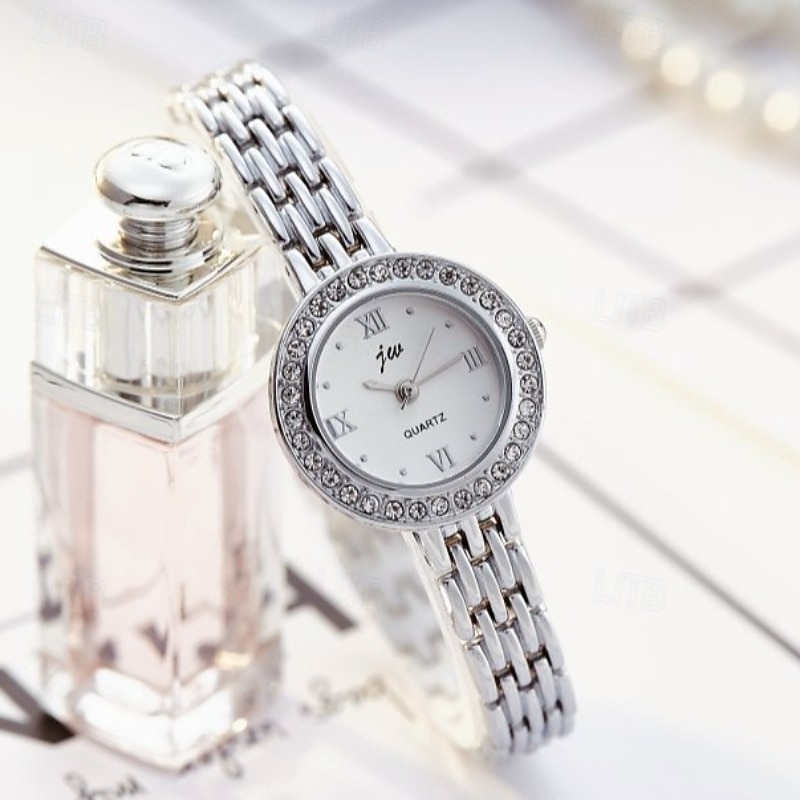 Elegant Women's Jewelry Bracelet Watch, Ladies Small Face Luxury Dress Wristwatch with Rhinestone Bezel & Roman Numerals, Fashion Quartz Watch Gift for Her, Rose Gold and Silver Tone 2026 - $14.99 –P3