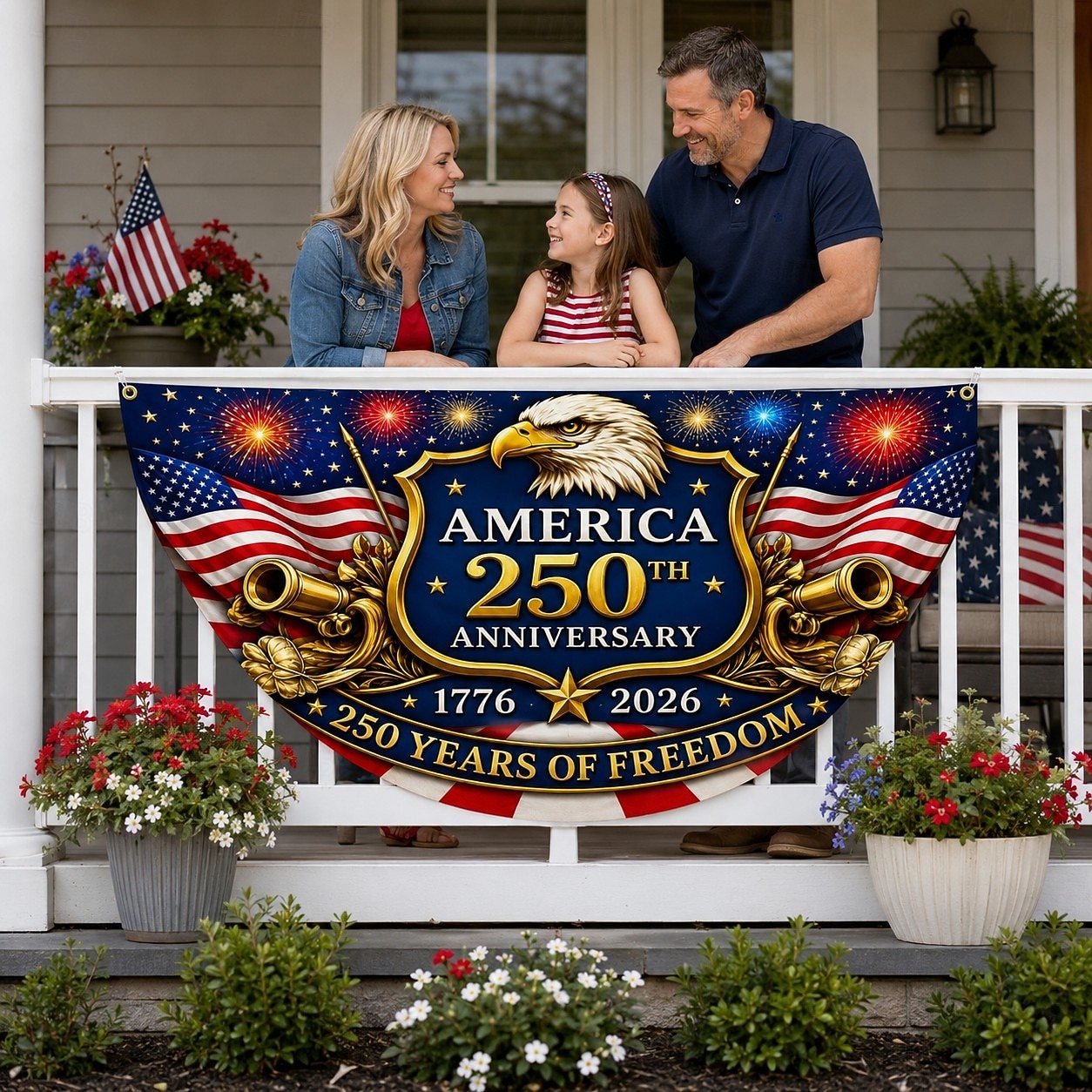 USA 250. Jahrestag (1776–2026) – Wimpelkette, halbrunder Fächer, patriotische amerikanische Wimpelkette für den Außenbereich, ideal für Haus, Veranda, Garten oder als Dekoration zum Unabhängigkeitstag. 2026 - $24.99 –P1