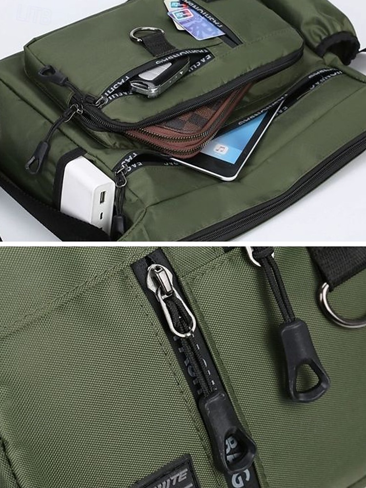 Bolsa transversal masculina em nylon, bolsa de ombro com vários bolsos e porta-garrafa, mochila casual para atividades ao ar livre. &uso diário de 2026 por $18.99 –P7