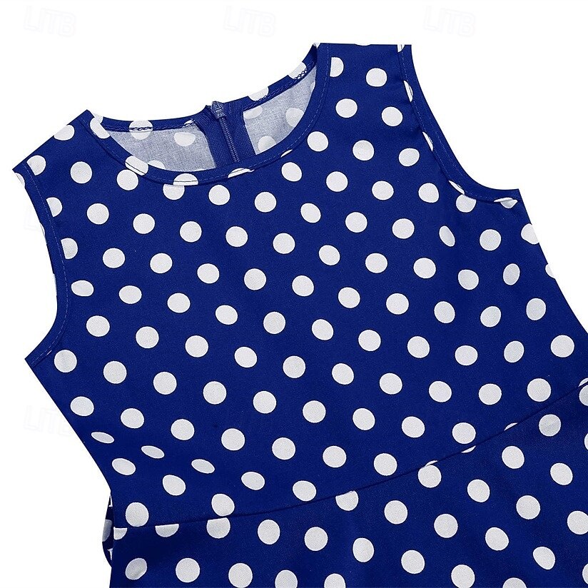 1950s Retro Vintage Rockabilly Tea Length Dress Swing Dress Flare Dress Sleeveless Polka dots Fit & Flare Fancy Dress Girls' Masquerade Tea Party Casual Daily Kid's Dress Belt Spring & Summer 2026 - $35.99 –P6