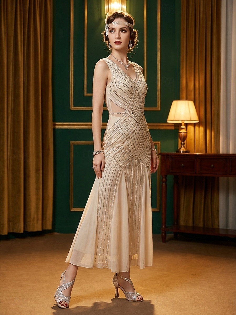 női 1920-as évekbeli gatsby vintage magassarkú - elegáns pezsgőszínű csipke szandál csillogó strasszokkal és keresztpántokkal jazz korabeli partikra, retró esküvőkre &hivatalos esti gálák 2026 - $79.99 –P3