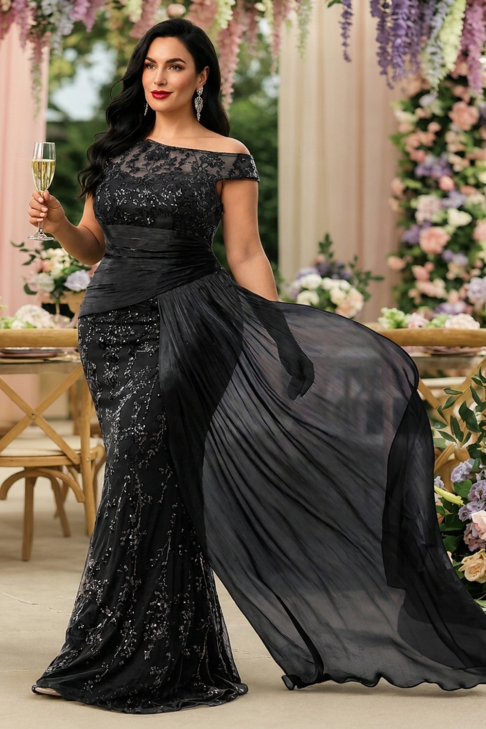 Schlauchkleid Bodenlang Abschlussballkleid Perlenbestickt Partykleid Brautmutterkleid Kurzarm Rundhalsausschnitt Elegant Vintage luxuriös Formeller Abend Hochzeitsfeier mit Perlenstickerei 2026 - $114.99 –P11