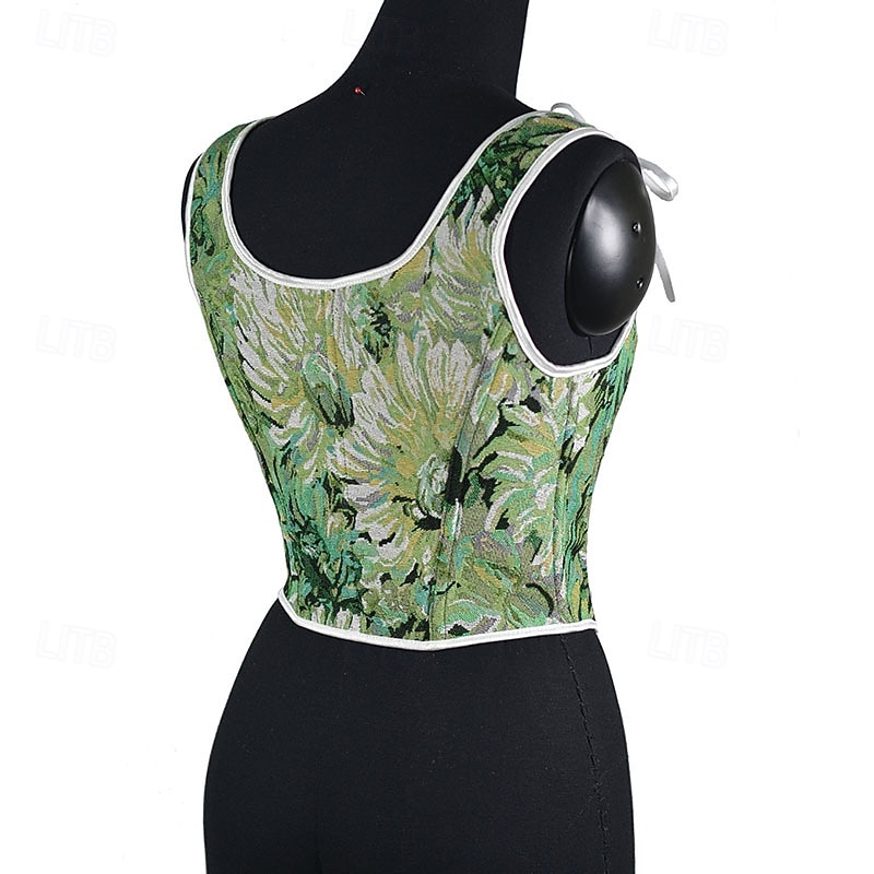 Medieval Renaissance Cottagecore Corset Overbust Corset Bodice Lace up Floral Fancy Dress Women's Fantasy Halloween Carnival Casual Daily Renaissance Fair LARP Adults' Corset Spring & Summer 2026 - $43.99 –P12