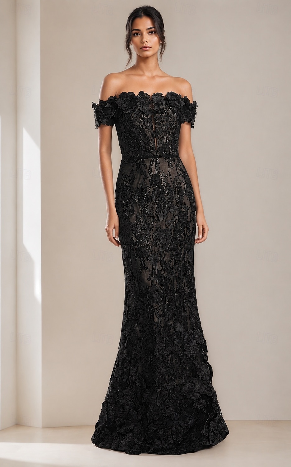 Sirena Tromba Lunghezza al pavimento Abiti da Ballo Abito da Sera Da principessa Abito formale Elegante Scintillante Stile Celebrità Senza Maniche Senza Spalle Festa in giardino Matrimonio Pizzo con del 2026 a $195.99 –P8