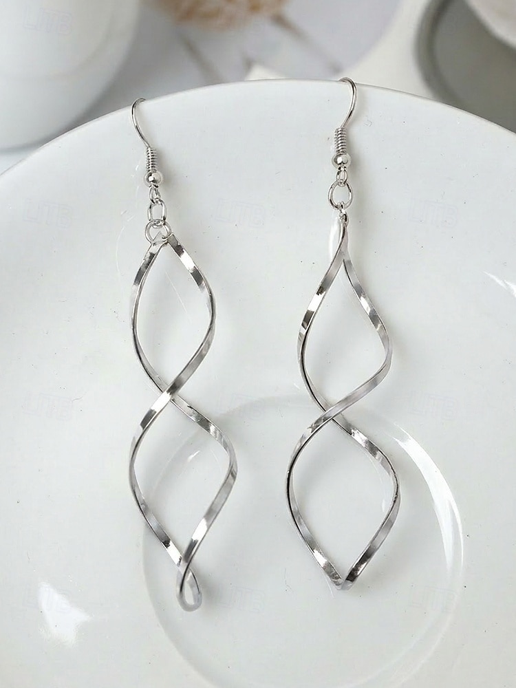 spiralformede dråpeøreringer til dame, bohemske øredobber i legering i gull/sølv, elegante statement-smykker til strandferie &daglig fritidsklær 2026 - $7.99 –P7