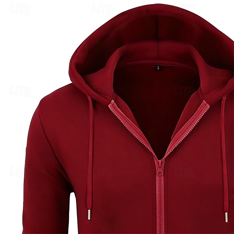 Homme Sweat à capuche Sweat à capuche zippé intégral Rouge vin Noir bleu marine Gris Clair Gris foncé À capuche Uni Zip Up Occasionnel Quotidien Sport & Loisir Streetwear Frais Vêtements de sport de 2026 ? $18.49 –P3