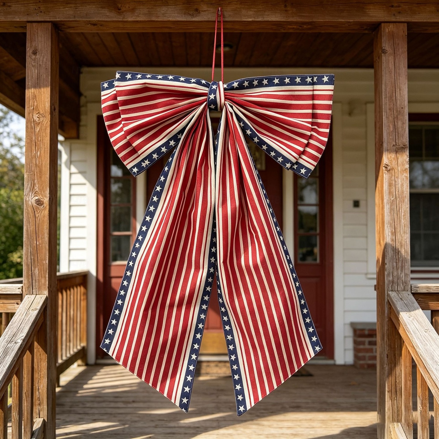 Fiocco decorativo per il 250° anniversario degli Stati Uniti, fiocco patriottico da appendere, rosso, bianco e blu, ghirlanda per la porta del 4 luglio, fiocco per la porta d'ingresso, portico, del 2026 a $18.99 –P17