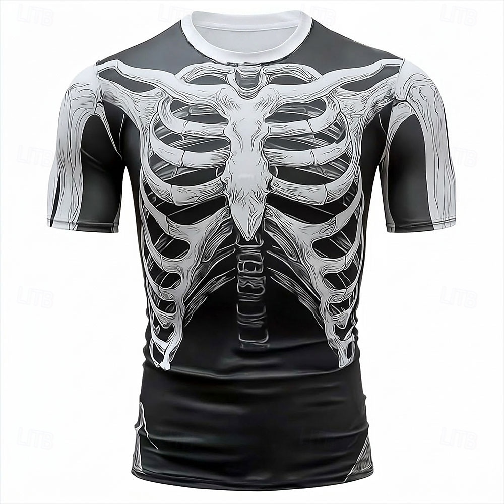 Men's Skull Bone T Shirt Short Sleeve T shirt 3D Print Crew Neck Shirt Gothic Street Dark Party White 1 Black White All Seasons Clothing Apparel S M L XL XXL XXXL 2026 - $18.99 –P2