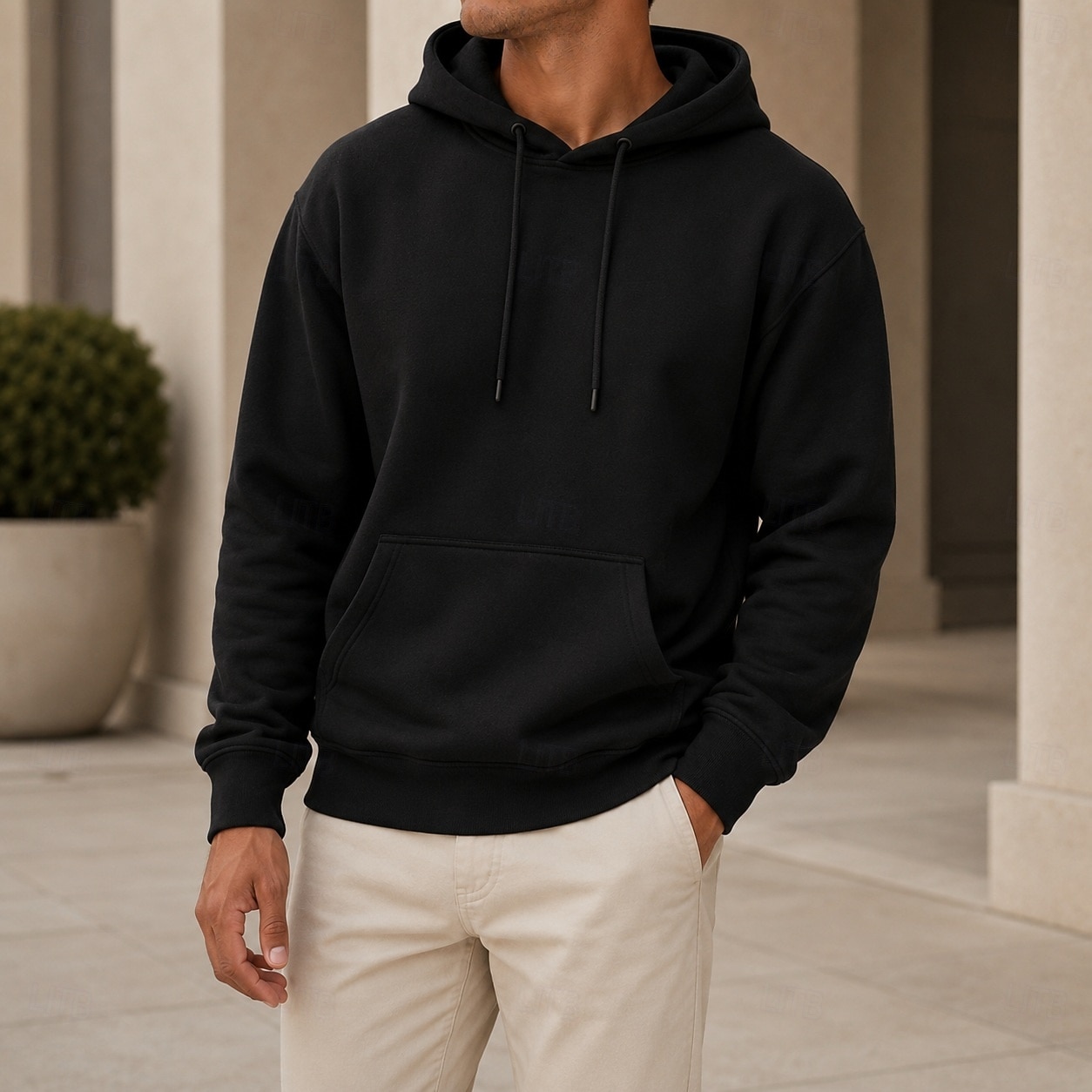 hanorac bărbătesc French Terry Basic Hoodie gri deschis negru 2026 - $30.99 –P4