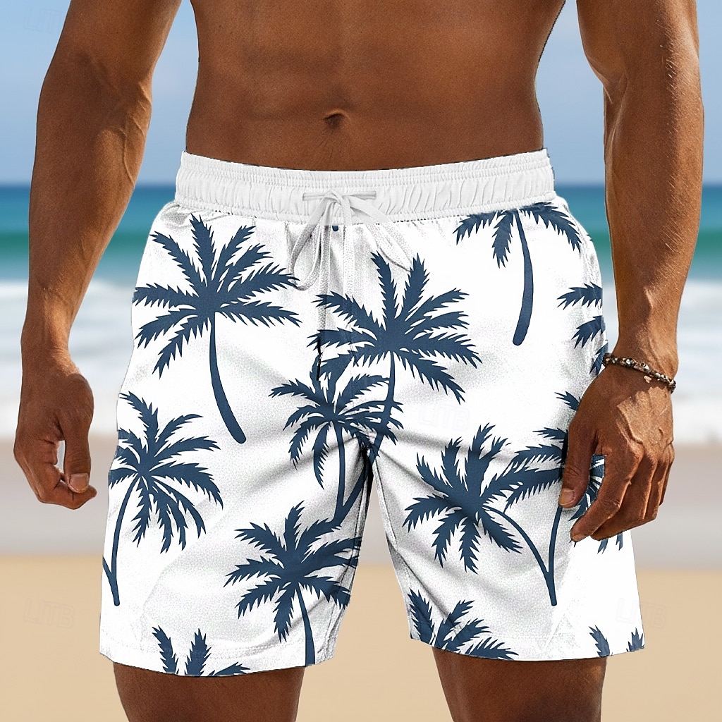 Bărbați Copac de cocos Plante tropicale Boxeri înot Costume de baie Pantaloni scurți de baie Pantaloni Scurti Talie medie Hawaiană Zilnic Vacanta la plaja Buzunare laterale Căptușeală din plasă Talie 2026 - $20.99 –P2