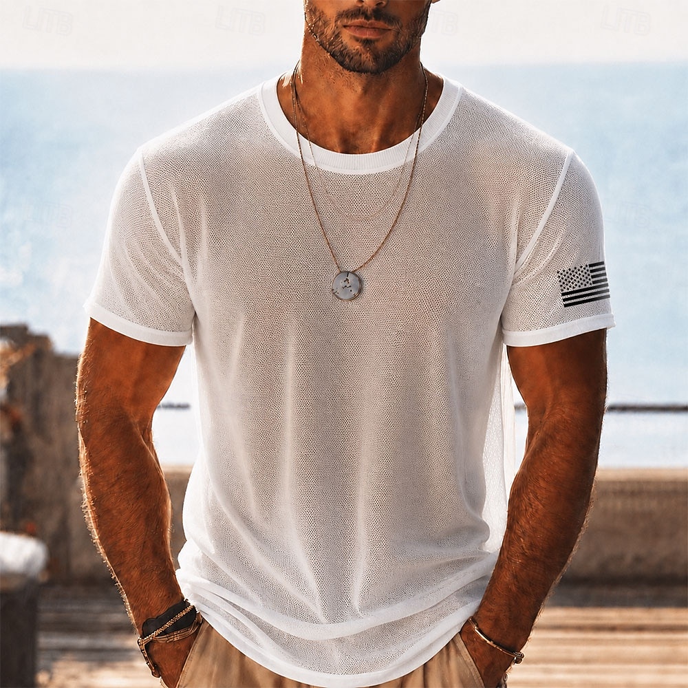 Men's Sheer Mesh T-Shirt, See Through Beach Shirt Summer Clubwear Top for Men 2026 - $18.99 –P1