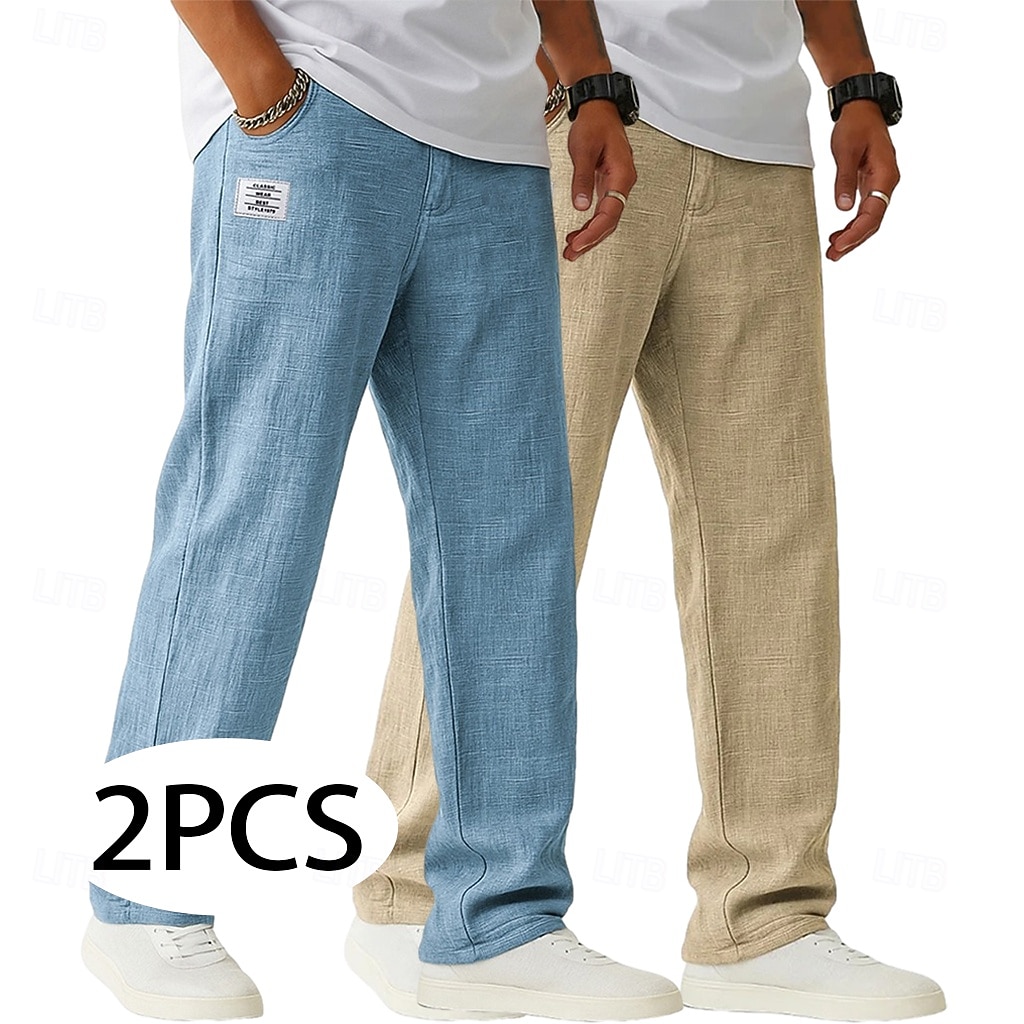 Per uomo Pantaloni di Lino Pantaloni Pantaloni Estivi Pantaloni Larghi Coulisse Elastico in vita Gamba Dritta Semplice Leggero Traspirante Lunghezza intera Casuale Quotidiano All'aperto Vacanza Moda del 2026 a $45.99 –P14