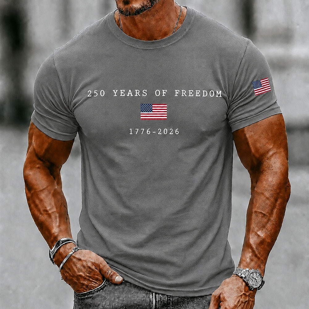 2026 250º Camiseta Masculina com a Bandeira dos EUA 1776 Camiseta de Manga Curta Estampa 3D Decote Redondo Patriótica Diário Festival Azul Preto Branco Roupas de Verão e Primavera S M L XL XXL XXXL de 2026 por CHF15.76 –P5