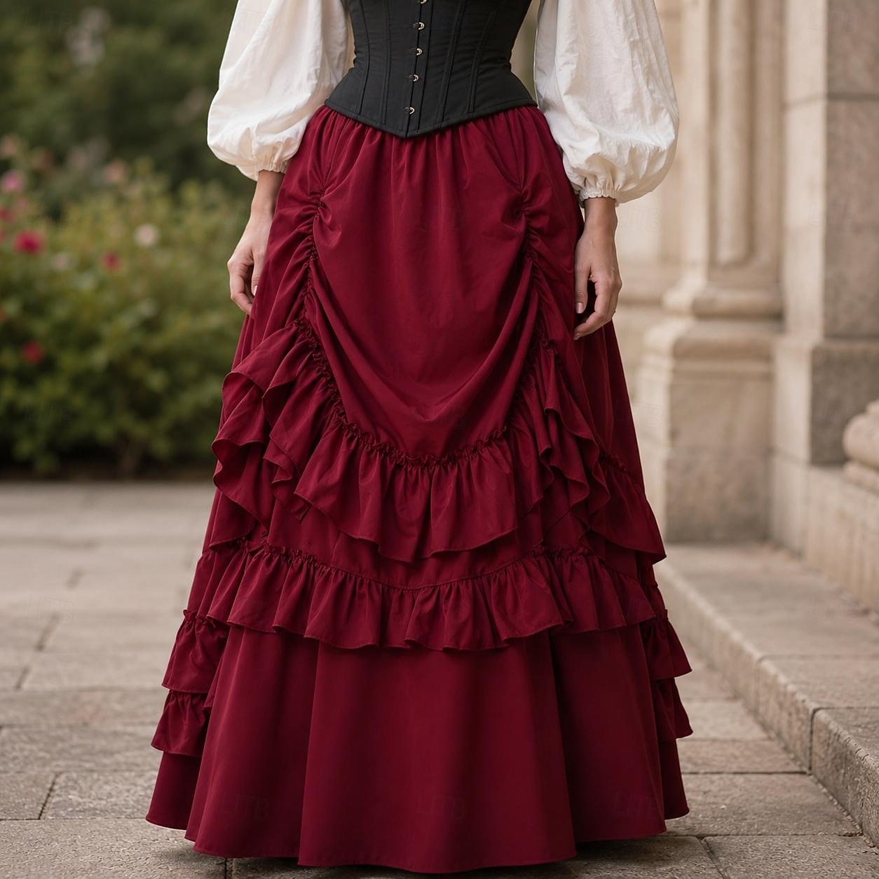 Retro Antiguo Victoriano Medieval Falda Bruja Princesas Aristócrata Volante Disfraz Mujer Víspera de Todos los Santos Carnaval Feria del Renacimiento LARP Adulto Falda 2026 - $50.99 –P1