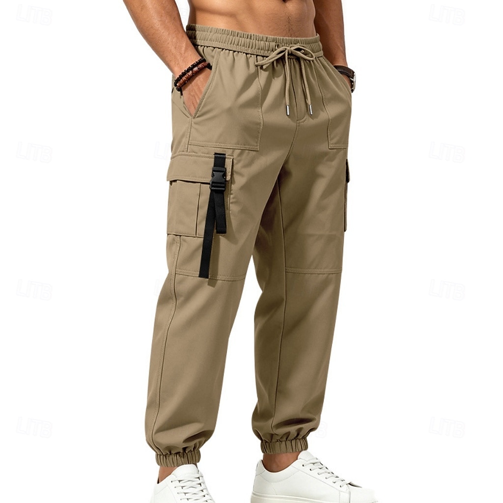 Per uomo Pantaloni Cargo Joggers Pantaloni Coulisse Elastico in vita Multi-tasche Tinta unica Antivento Comodità Quotidiano All'aperto Ferie Streetwear Elegante Cachi Nero Inelastico del 2026 a $29.99 –P2