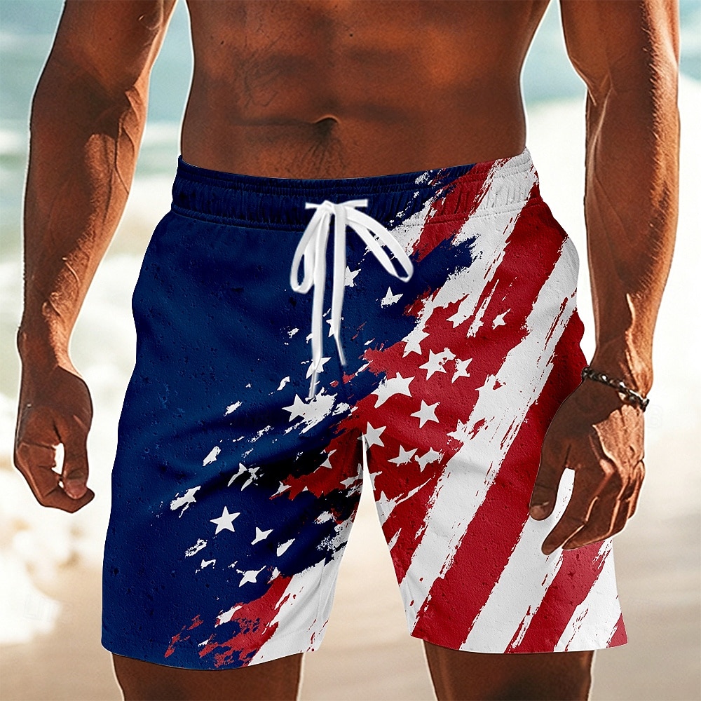 4 de julho de 2026 250º Homens Bandeira americana Calção Justo de Natação Fatos de banho Calções de banho Bermuda de Surf Cintura Média Patriótico Diário Feriado Bolsos laterais Forro de malha de 2026 por $20.99 –P1