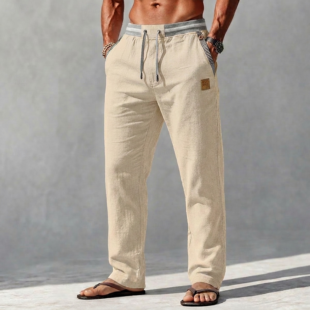 Bărbați Pantaloni de in Pantaloni Pantaloni de vară Cordon Talie elastică Picior drept Simplu Confort Comfortabil Lungime totală Casual Zilnic Plajă Vacanță Modă Albastru piscină Kaki Inelastic 2026 - $33.99 –P12
