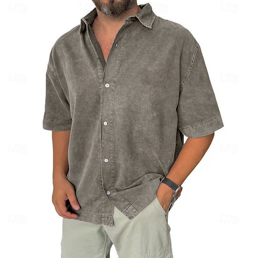 Tricou pentru bărbați SoftFade™ tricou casual tricou cu nasturi tricou acid wash albastru negru roz albastru marin mov cu mânecă scurtă simplu rever casual îmbrăcăminte de zi cu zi modă retro vintage 2026 - $31.99 –P9