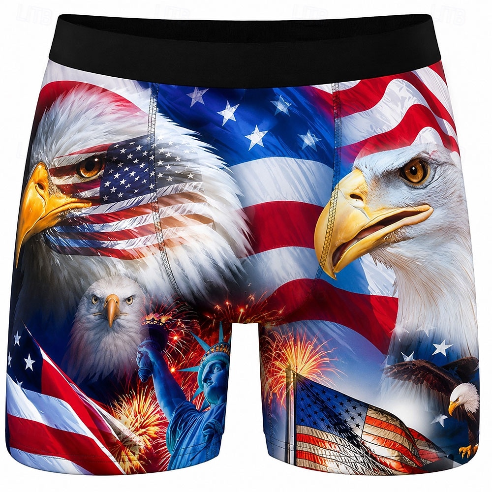 4. Juli 2026 250. Herren Adler US Flagge Dehnbare Boxershorts Badeshorts Boxer-Badeshorts Patriotisch Lässig Heim Strandurlaub Elastischer Bund Feuchtigkeitsableitend Atmungsaktive Unterwäsche 2026 - $17.99 –P2