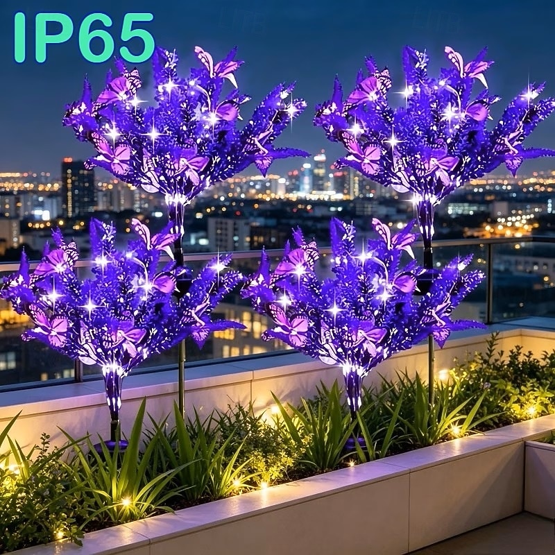 2/4 PCS Solar Simulation Lavender Butterfly Lawn Light Waterproof Garden Floor Insert Lamp Park Pathway Villa Yard Terrace Holiday Decoration Lamp 2026 - $26.99 –P4