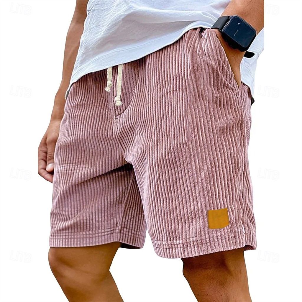 Homens Calção Shorts casuais Shorts de veludo cotelê Com Cordão Cintura elástica Côr Sólida Conforto Comprimento do joelho Diário Ao ar livre Streetwear Férias Moda Cáqui Preto Micro-Elástica de 2026 por $21.99 –P4