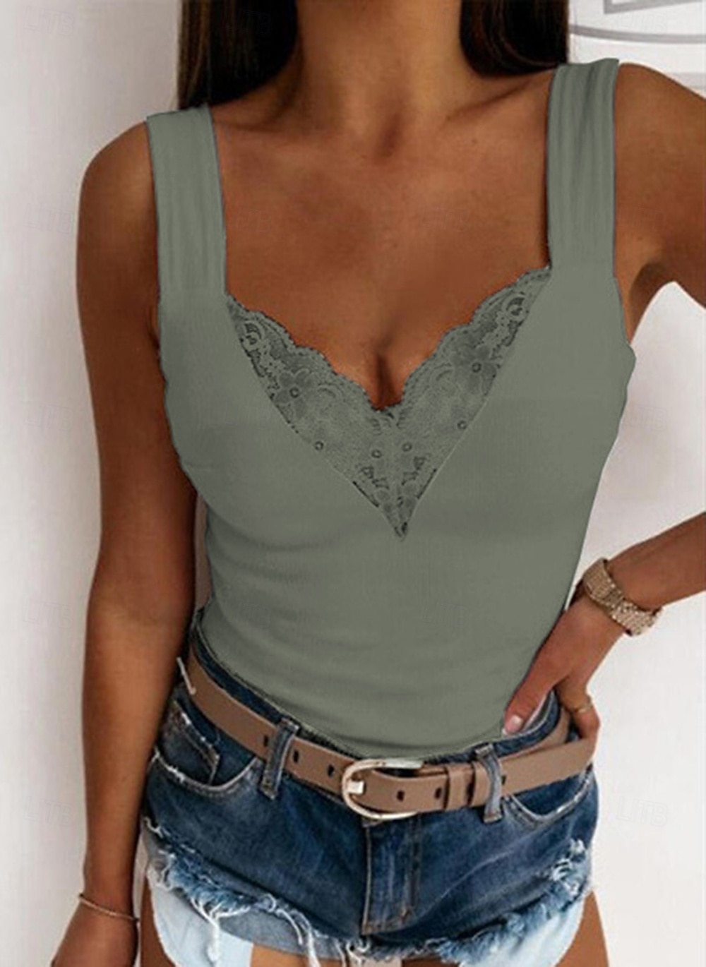 Women's Camisole Tank Top Going Out Tops Camis Concert Tops Black White Blue Plain Patchwork Lace Trims Sleeveless Party Daily Basic Sexy Sweetheart Regular S 2026 - $12.99 –P6