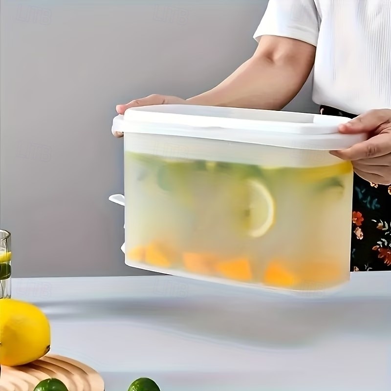Large-Capacity Refrigerator Beverage Dispenser with Faucet, Non-Rechargeable PP Drink Jug for Lemonade, Juice & Tea, Ideal for Household Refrigerators, Modern White Cold Beverage Container 2026 - $9.99 –P7
