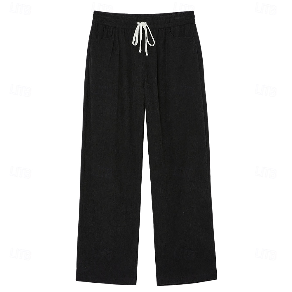 Hombre Pantalones Pantalones de Pana Pantalones anchos Pantalones casuales Cintura elástica Pierna recta Color sólido Comodidad Dispersor de humedad Longitud total Casual Diario Exterior Moda Ropa de 2026 - $28.99 –P4