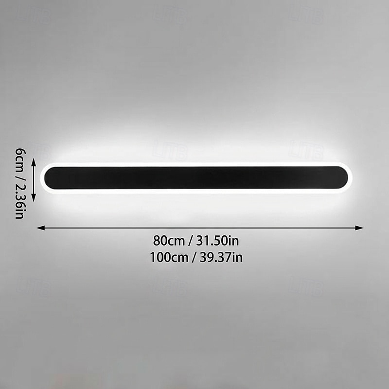 Aplica neagră ultra-subțire, lampă de perete cu bandă metalică lungă de 80/100 cm și abajur acrilic, applique decorativă pentru coridor, aplice LED moderne, aplice liniare pentru living 2026 - $134.99 –P1