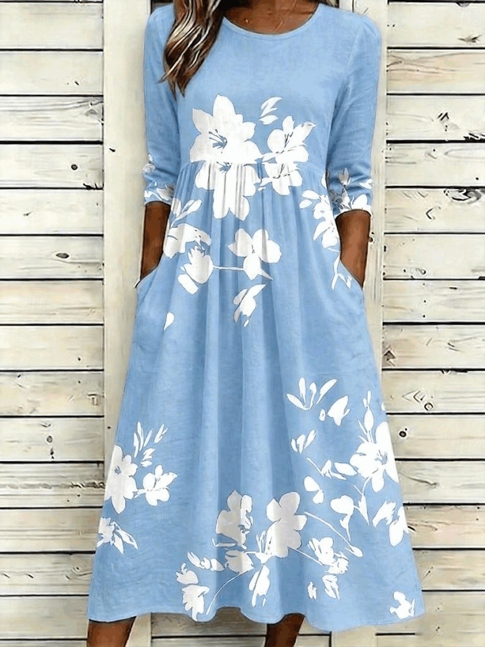 Femmes Robe Midi Robe fourreau Vacances Occasionnel Boho Quotidien Robe d'Été Robe de Printemps Coupe régulière Fleuri Graphique Manche Courte Col ras du cou Bleu Vert Claire Rose Claire Bleu de de 2026 ? $29.99 –P3