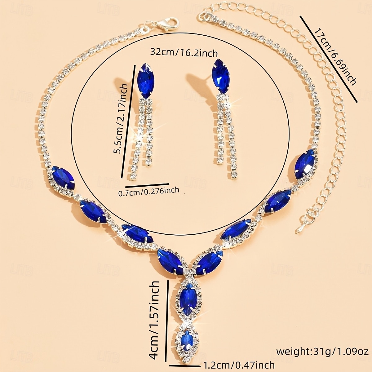 Set di orecchini 2 Cromo Orecchini Per donna Moda Parure di gioielli Per Matrimonio del 2026 a $17.49 –P10