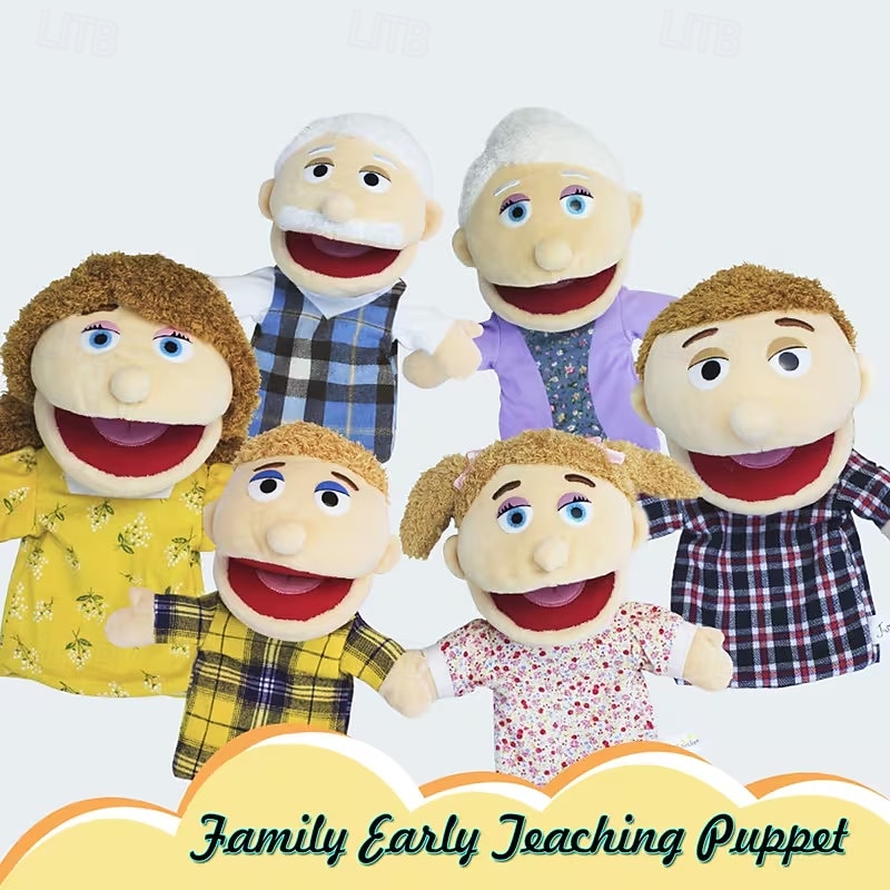 6pcs Family Hand Puppets Set, Soft Plush Human Puppets with Movable Mouths, Grandpa Grandma Dad Mom Son Daughter Puppets for Preschool Early Teaching, Role Play Storytelling for Toddlers Kids 2026 - $42.99 –P1