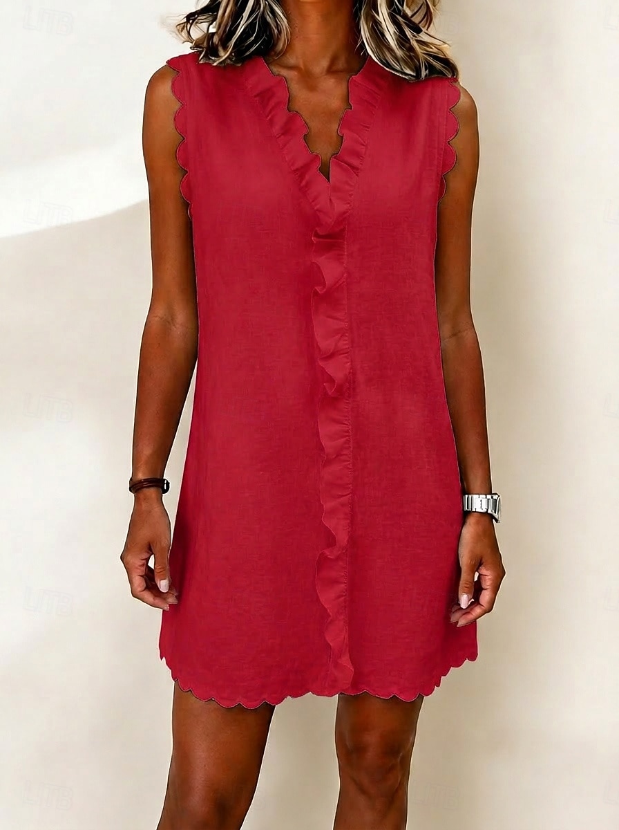 Per donna Mini abito Vestito Casual Abito Estivo Essenziale Classico Quotidiano Vacanza Vestibilità regolare Semplice Senza Maniche Girocollo Blu Bianco Rosso Verde Estate Primavera del 2026 a $21.99 –P3