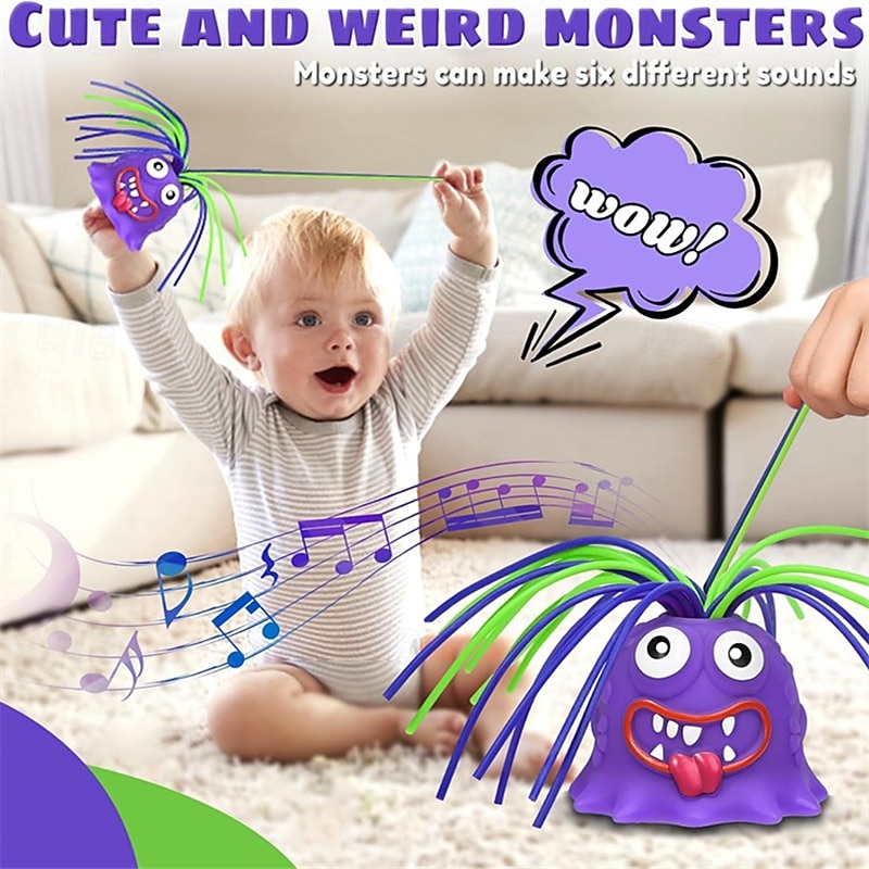 Conjunto de 2 monstros gritando com som, brinquedos sensoriais divertidos para puxar o cabelo, ideais para crianças e adultos, jogo interativo em família, monstro roxo para aliviar o estresse, de 2026 por $9.99 –P1